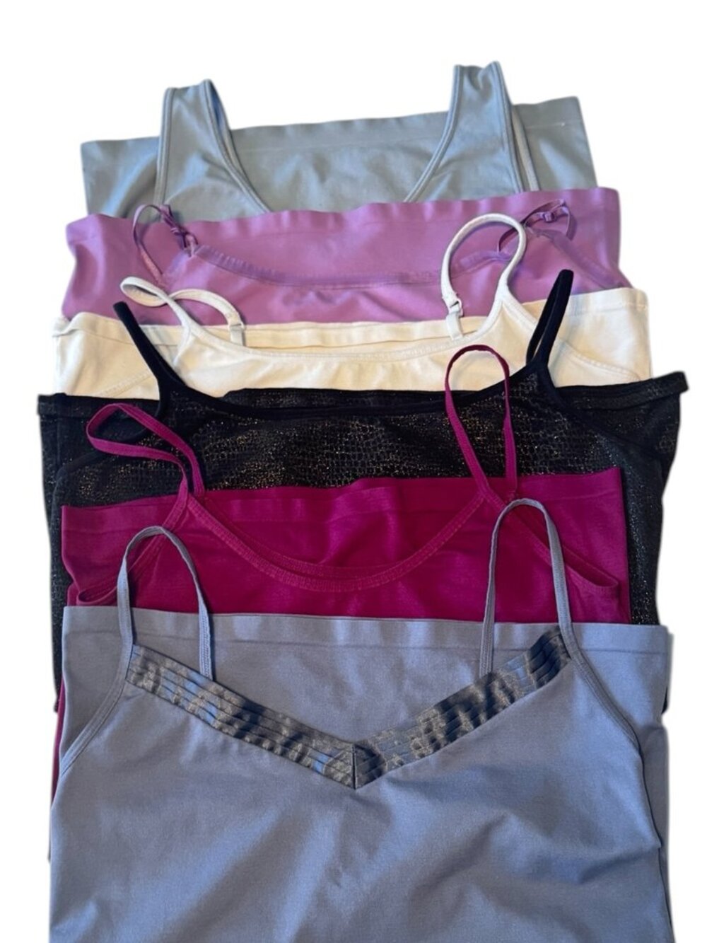 Cami Bundle - 6 Camisoles (Blue, White, Raspberry, Black, Light Purple)